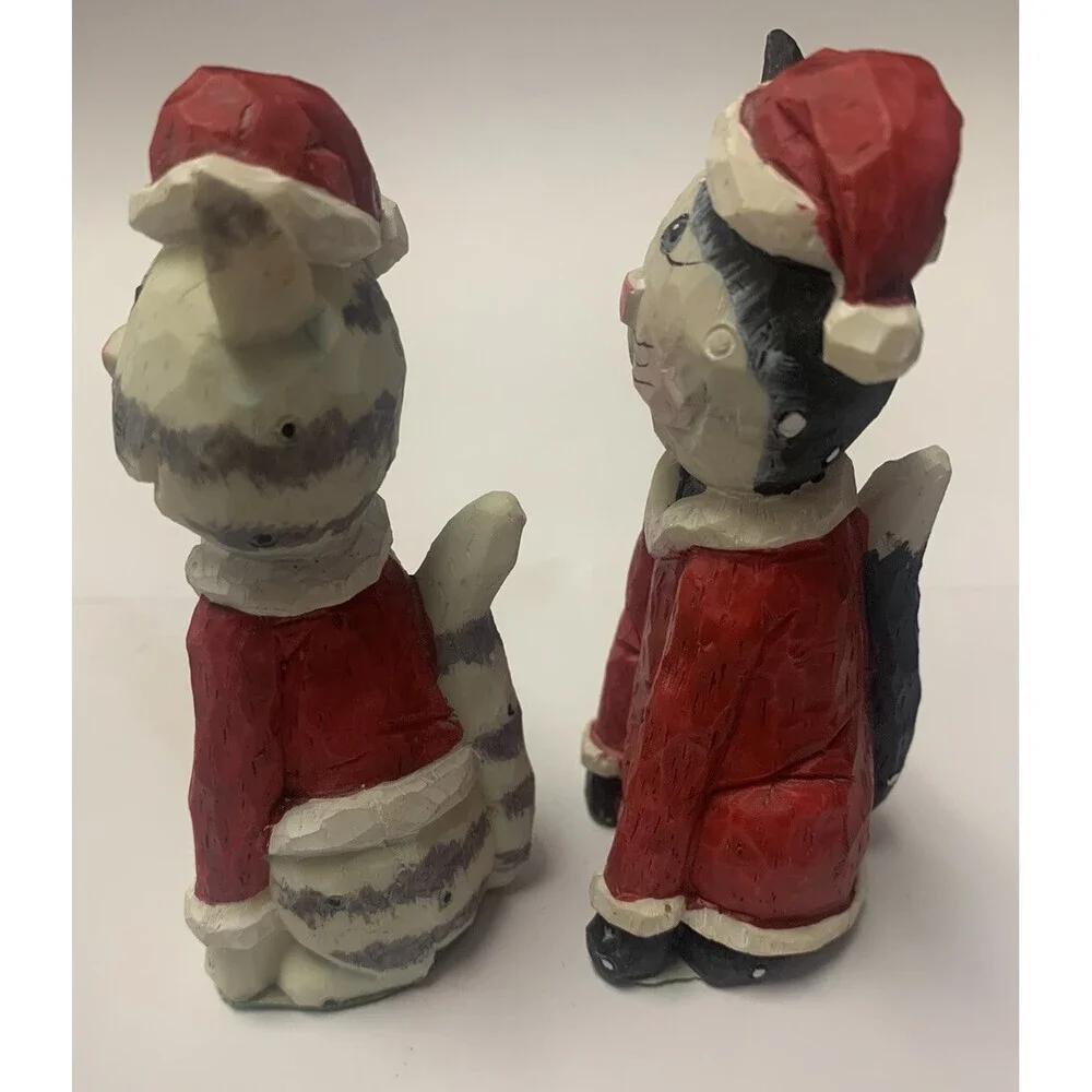 Christmas Cat Ornaments Set Of 2    4” X1.5”